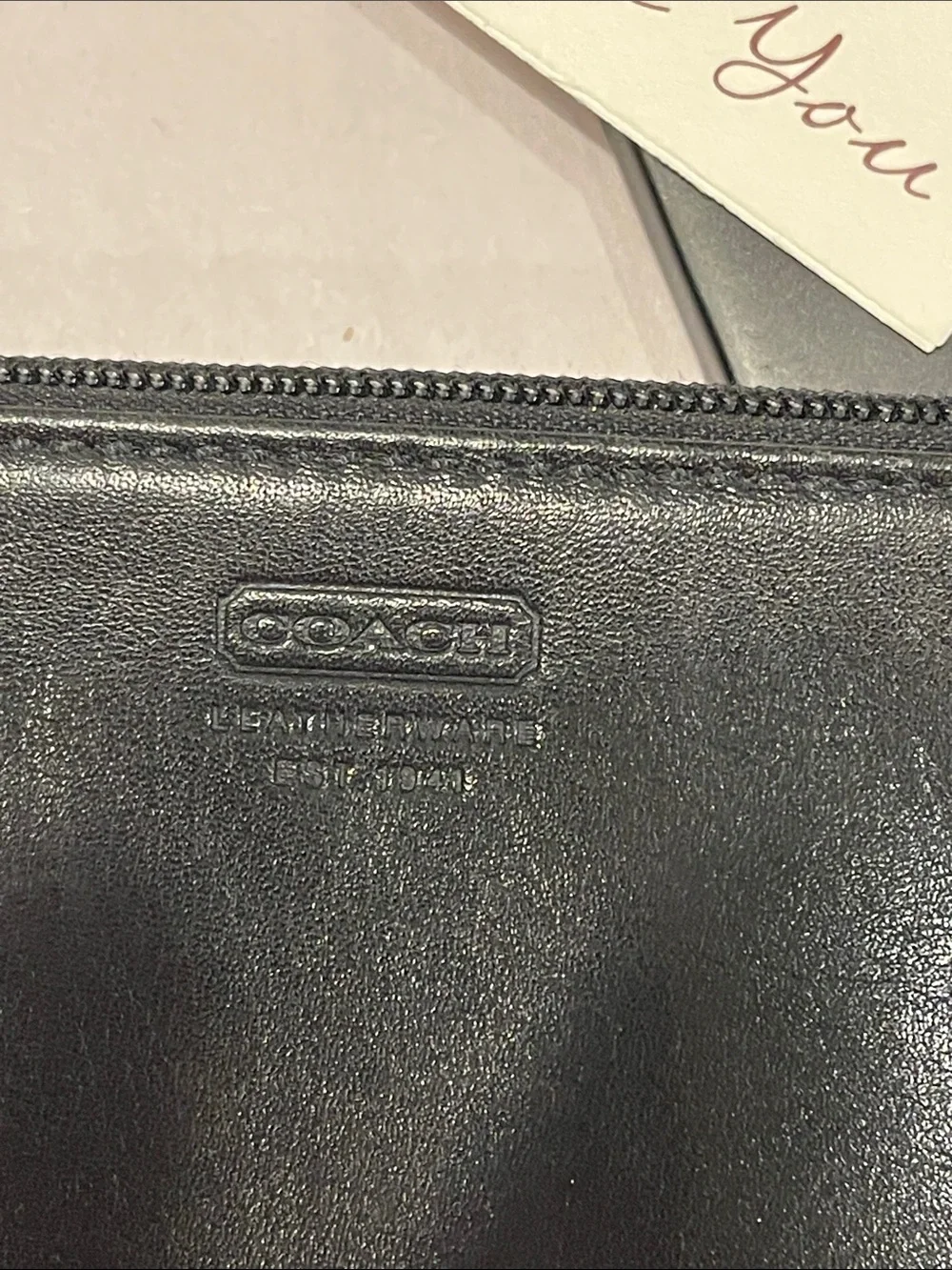 COACH Soho Black Leather Vintage Wristlet Zip Top Clutch Bag Handbag